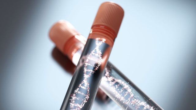 Test tubes with DNA helix in. 