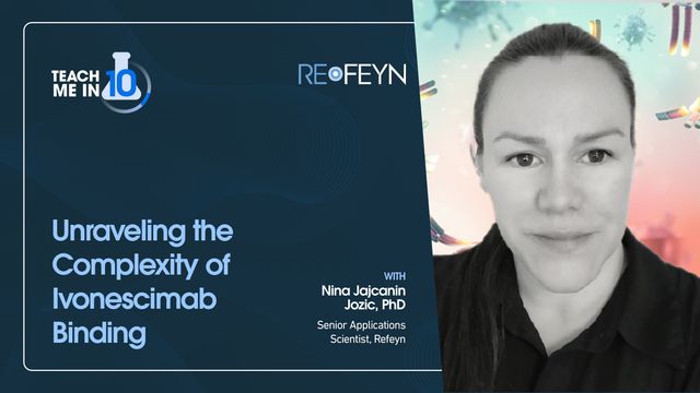 Nina Jajcanin Jozic smiling next to the title of her presentation "Unraveling the Complexity of Ivonescimab Binding." 